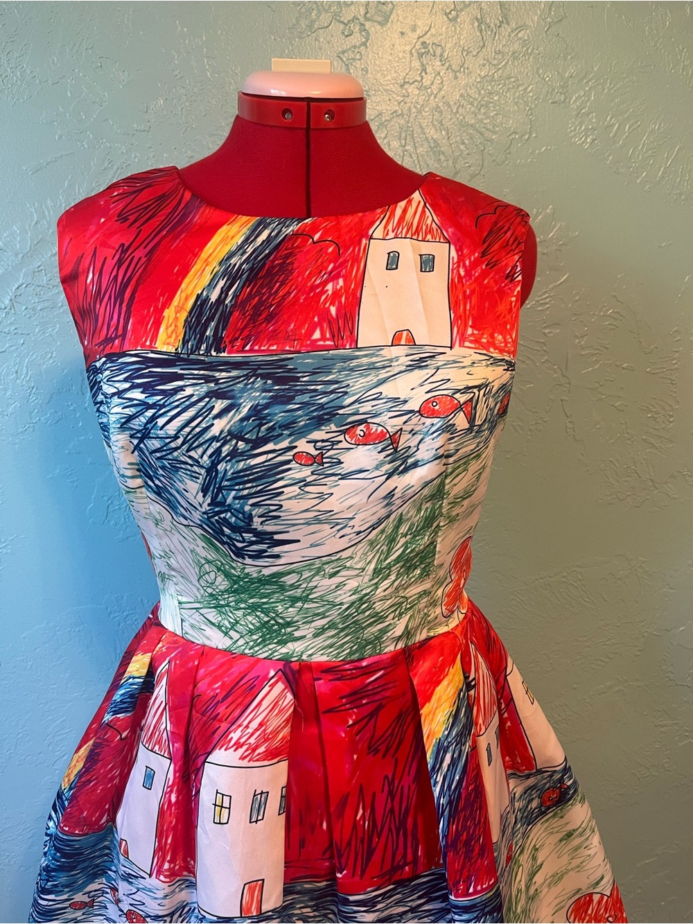 Ela Centelha graphic art drawing Print Dress - Picture 3 of 4